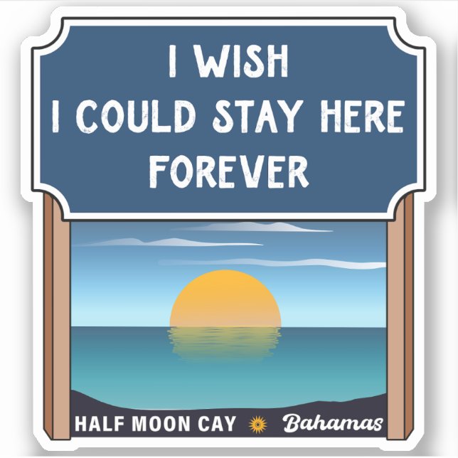 Half Moon Cay Bahamas Retro Sunset Vacation 60er Aufkleber (Vorderseite)