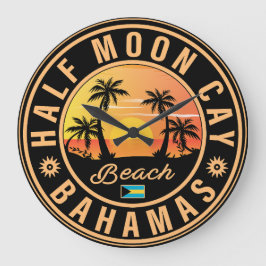 Half Moon Cay Bahamas Retro Sunset Vacation 60er Große Wanduhr