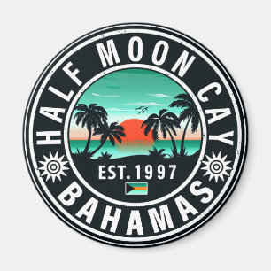 Half Moon Cay Bahamas Retro Sunset Vacation 60er Magnet