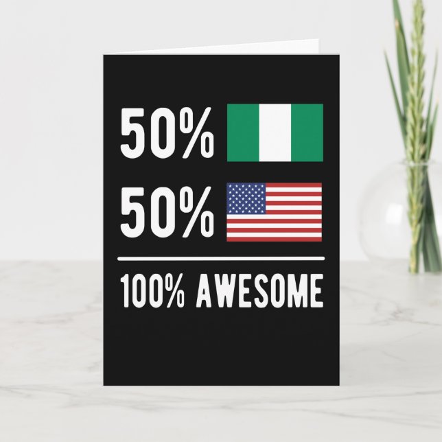 Half Nigerian Half American Flag Nigeria USA Karte (Vorderseite)