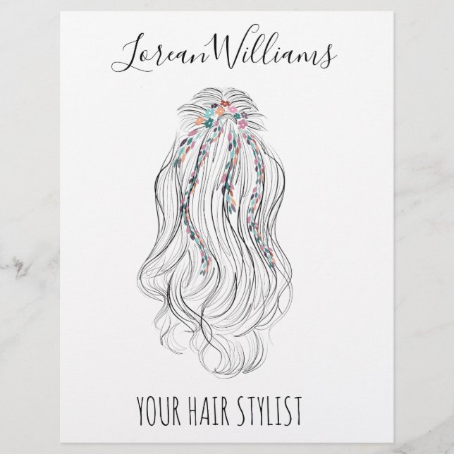 Half ponytail hair floral Hairstyling branding Flyer (Vorne)