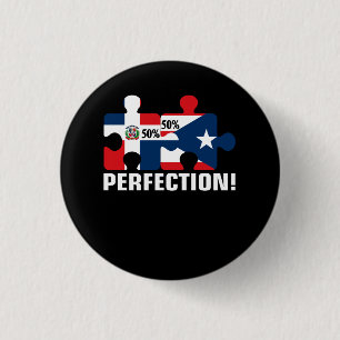 Half Puerto Rico Half Dominikanische Flaggenkarte Button