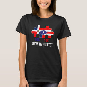 Half Puerto Rico Half Dominikanische Flaggenkarte T-Shirt