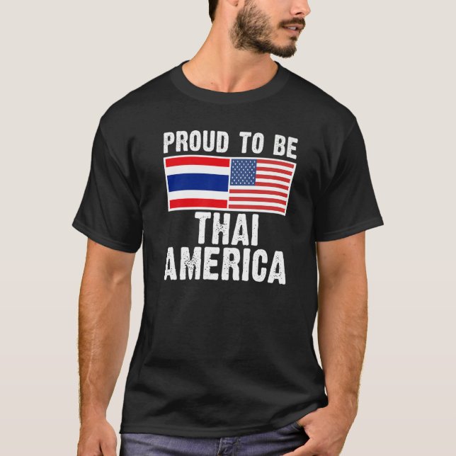 Half thai Half American  Thailand Flag T-Shirt (Vorderseite)