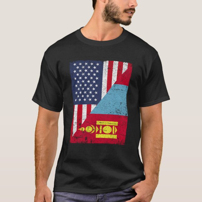 Half USA Flag Half Mongolia Flag American Mongolia T-Shirt (Vorderseite)