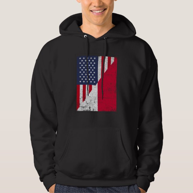 Half USA Flag Half Poland Flag American Polish Hoodie (Vorderseite)