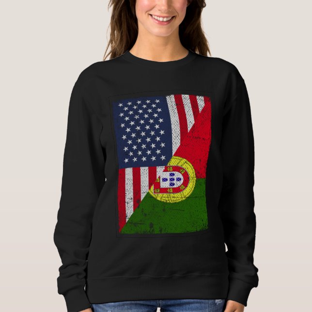 Half USA Flag Half Portugal Flag American Portugue Sweatshirt (Vorderseite)