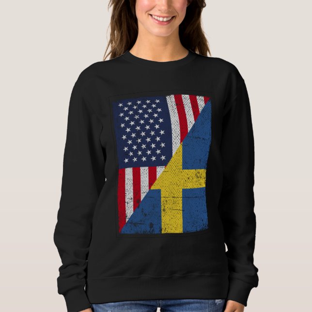 Half USA Flag Half Sweden Flag American Swedish Sweatshirt (Vorderseite)