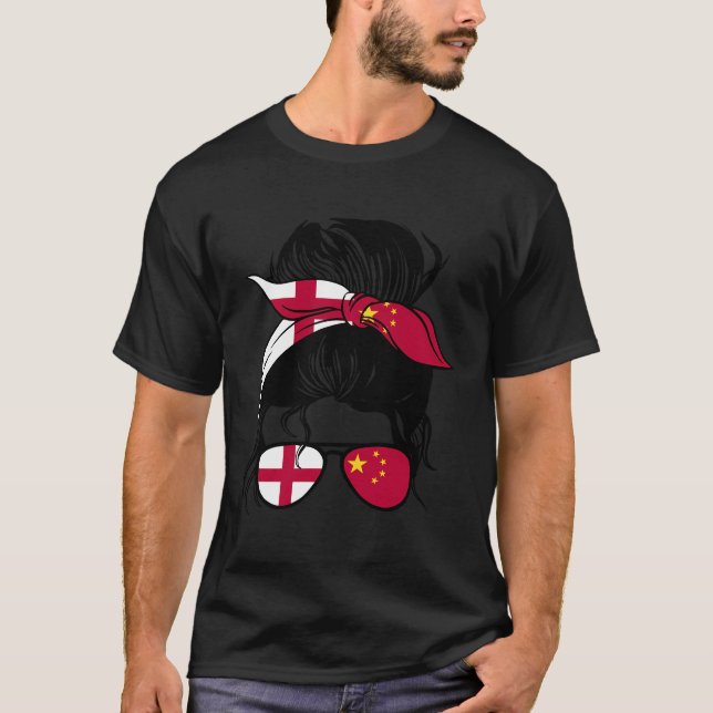 Hälfte Chinesisch Hälfte Englisch Mix England und  T-Shirt (Vorderseite)