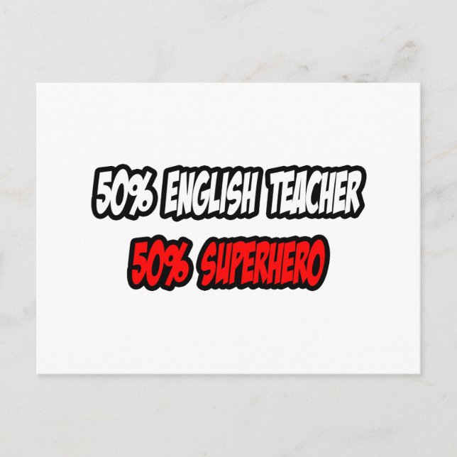 Hälfte Englischlehrerin...halb Superheld Postkarte (Vorderseite)