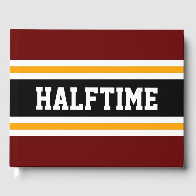 HALFTIME Athletic Bold Red Black Party Streifen Gästebuch (Vorderseite)