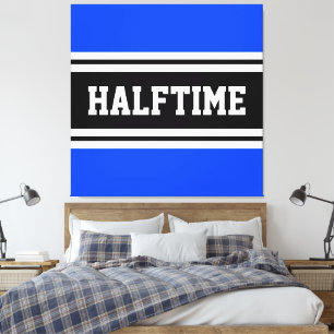 HALFTIME Bright Blue Schwarz-weiß Racing Streifen Leinwanddruck