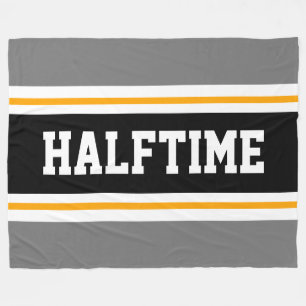 HALFTIME schwarz-graue, gelbe Streifen Fleecedecke