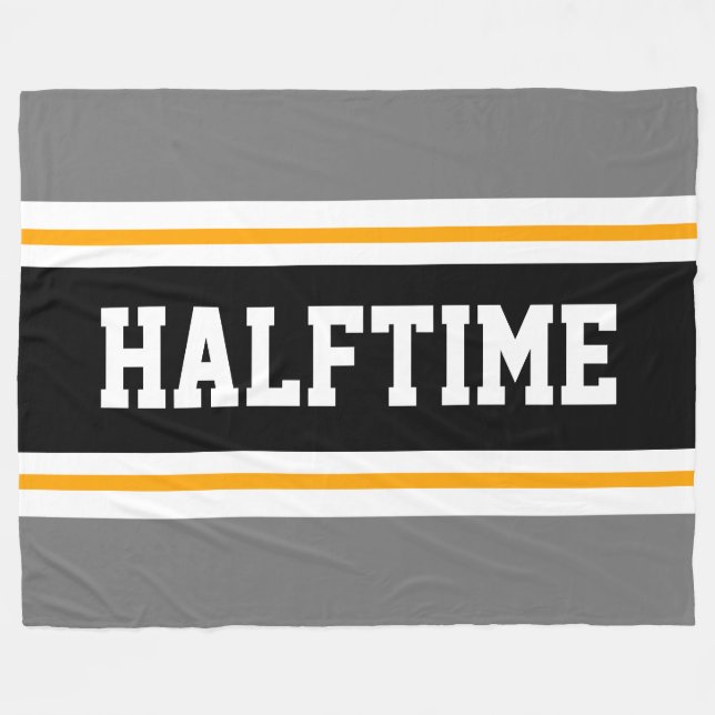 HALFTIME schwarz-graue, gelbe Streifen Fleecedecke (Vorderseite (Horizontal))