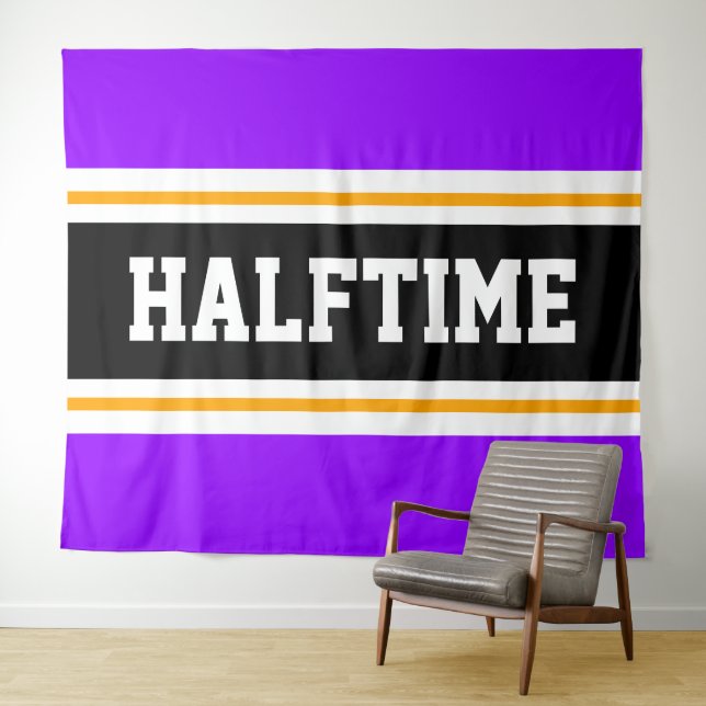 HALFTIME Spaß Athletic Bright Lila Black Stripes Wandteppich (Beispiel (Horizontal))
