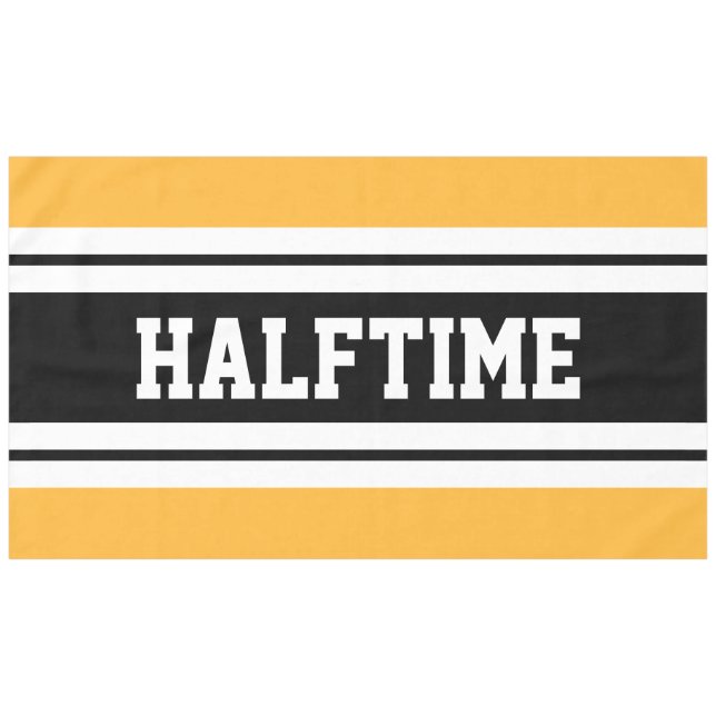 HALFTIME Sporty Bright Yellow Schwarz-weiße Streif Tischdecke (Vorderseite (Horizontal))