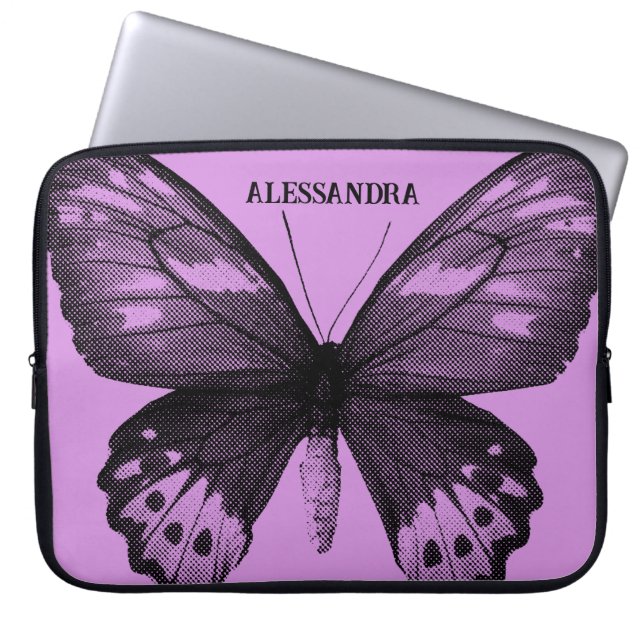 Halftone Butterfly Laptop-Sieb - Lavendel Person Laptopschutzhülle (Vorderseite)