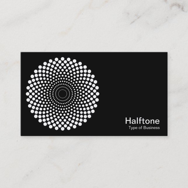 Halftone Circle 02 - Weiß auf Schwarz Visitenkarte (Vorderseite)