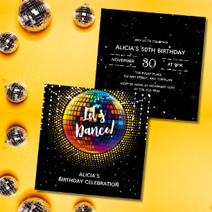 Halftone Disco Dansons Anniversaire Invitation