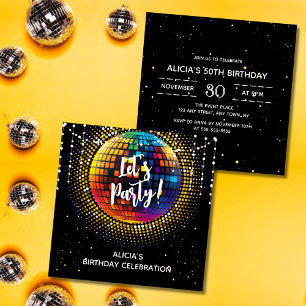 Halftone Disco Fêtons Anniversaire Invitation