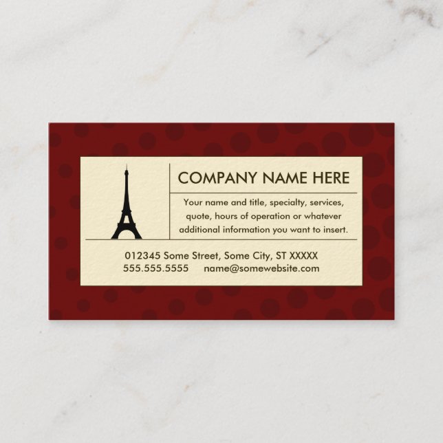 Halftone-eiffel Visitenkarte (Vorderseite)