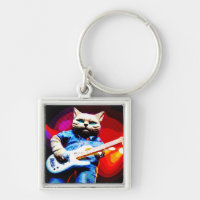 Halftone Metal Moggy Cat Guitarist in Denim