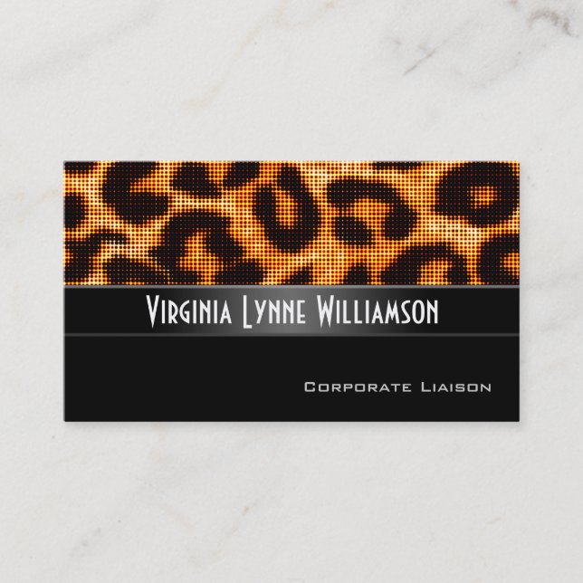 Halftone Orange Leopard Beruflich Business Card Visitenkarte (Vorderseite)