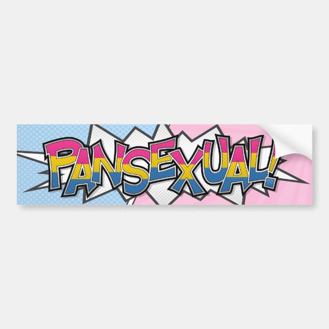 Halftone Pansexual Pride Typografie mit Fahne Autoaufkleber (Vorne)