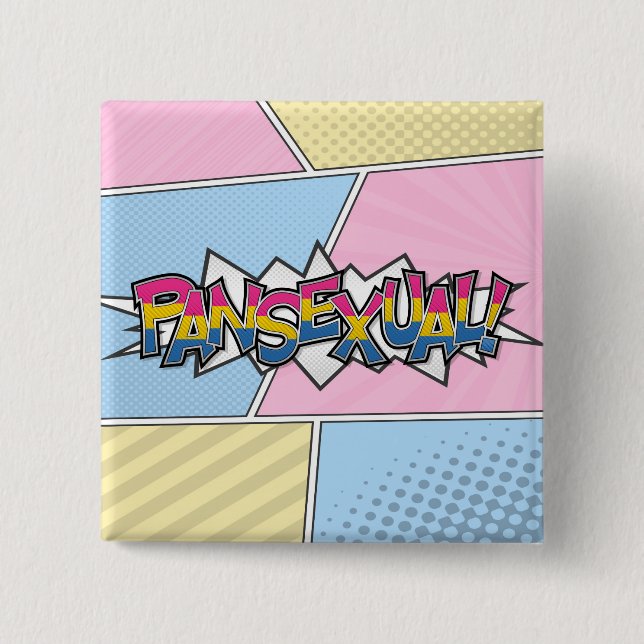 Halftone Pansexual Pride Typografie mit Fahne Button (Vorderseite)