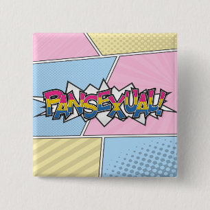 Halftone Pansexual Pride Typografie mit Fahne Button