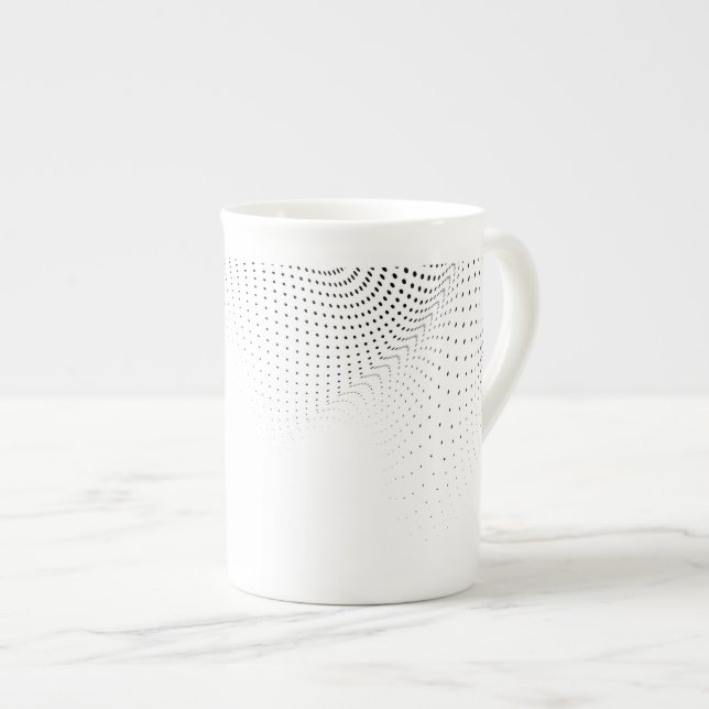 Halftone Polka Dot Bone China Tasse (Vorderseite Rechts)