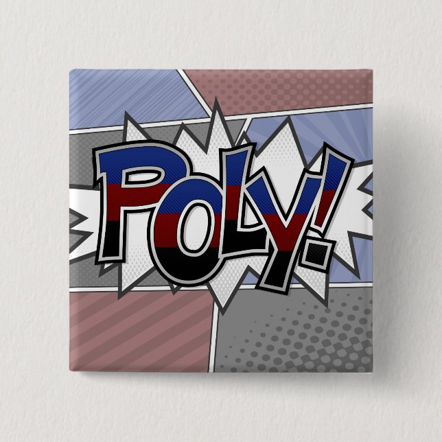 Halftone Poly Pride Typography with Flag  Button (Vorderseite)