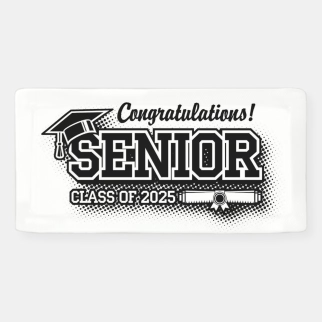 Halftone Retro Glückwunschs Senior Class of 2025 Banner (Horizontal)