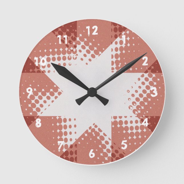 Halftone Star Clock Runde Wanduhr (Vorderseite)