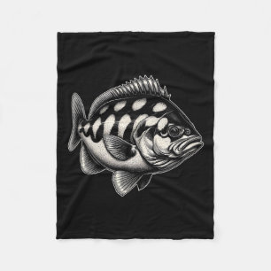 Halibut Fish Graphic Fishing Art Design Fleecedecke