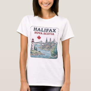 Halifax Nova Scotia Stadtansicht Ahornblatt T-Shirt