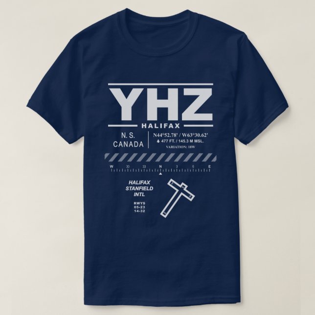 Halifax Stanfield Int'l Airport YHZ T - Shirt (Design vorne)