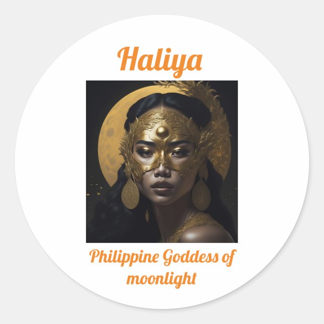 Haliya - philippinische Göttin des Mondlichts Runder Aufkleber (Vorderseite)