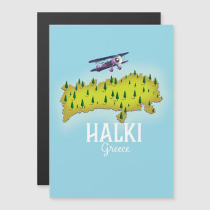 Halki Griechenland Karte Illustriertes Reiseplakat