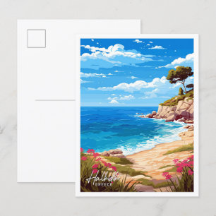 Halkidiki Griechenland Reisen Vintage Illustration Postkarte