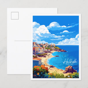 Halkidiki Griechenland Vintage Reise Illustration Postkarte