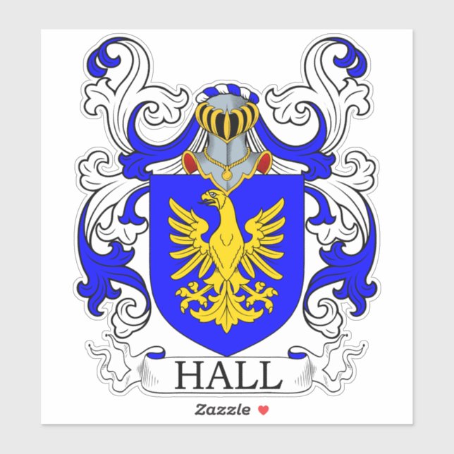 Hall Familienwappen Aufkleber (Blatt)