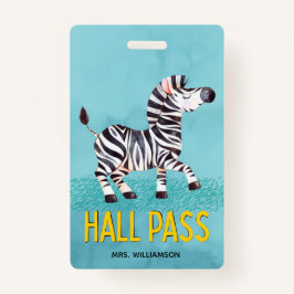 Hall Pass Niedlich Zebra-Klassenlehrer Ausweis