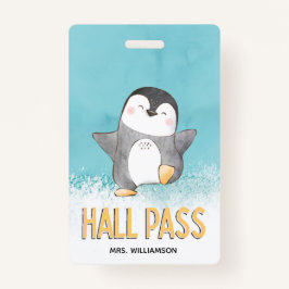 Hall Pass Niedlichen Pinguin-Klassenlehrer Ausweis