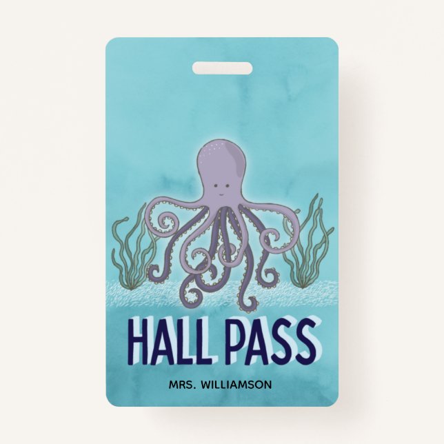 Hall Pass Octopus Lehrerschule Ausweis (Vorderseite)