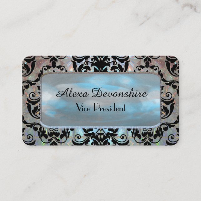 Halleesham Elegant Damask 3,5" x 2" Beruflich Visitenkarte (Vorderseite)