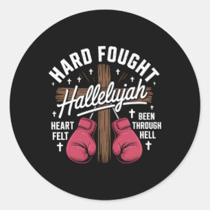 Hallelujah Christlich Boxing Gloves Kreuz Herz Runder Aufkleber