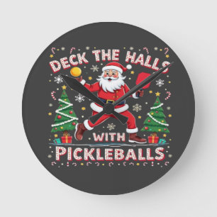 Hallen mit Pickleballs überprüfen Runde Wanduhr