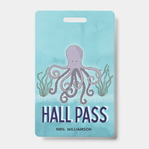 Hallenpass Meer Oktopus Lehrer Schule Ausweis