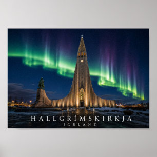 Hallgrímskirkja Kirche Reykjavík Island A4 Poster